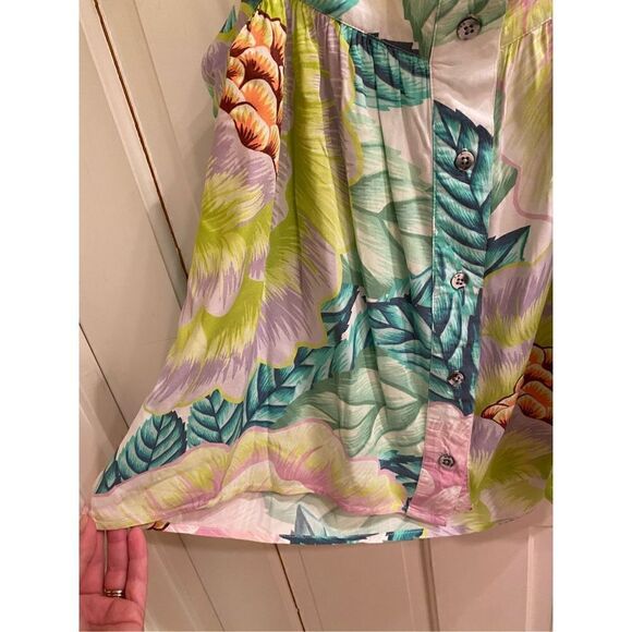 Mara Hoffman Button Front Tank in Flora Stone Small - Picture 4 of 7